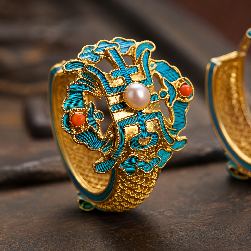 14k Gold Plated Antique Pearl Earrings