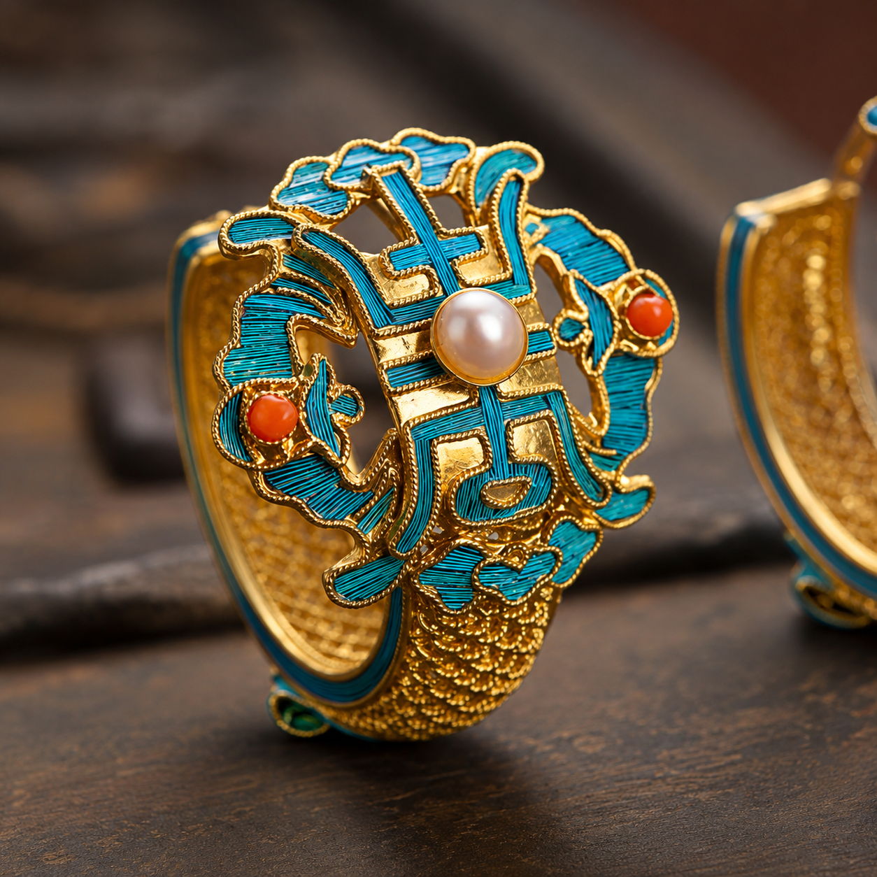 14k Gold Plated Antique Pearl Earrings