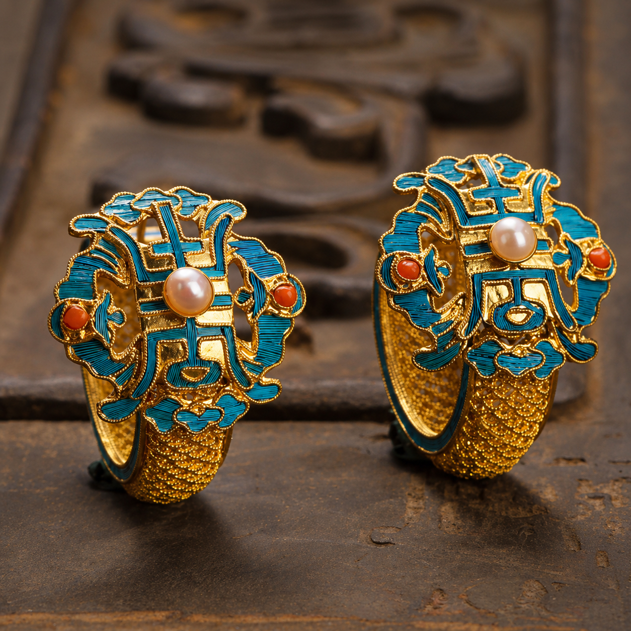 14k Gold Plated Antique Pearl Earrings
