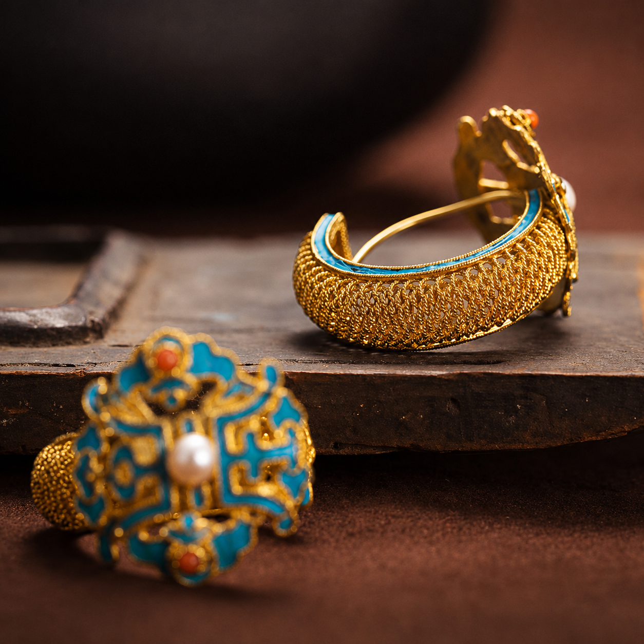 14k Gold Plated Antique Pearl Earrings