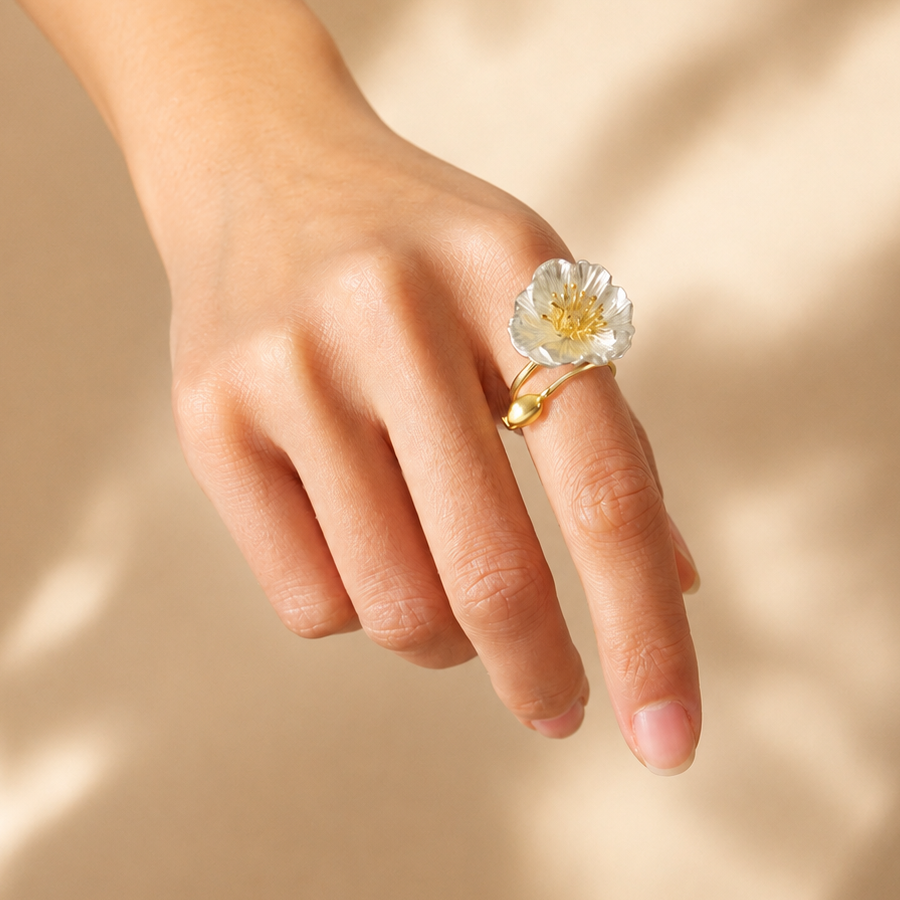 925 Silver Flower Open Ring