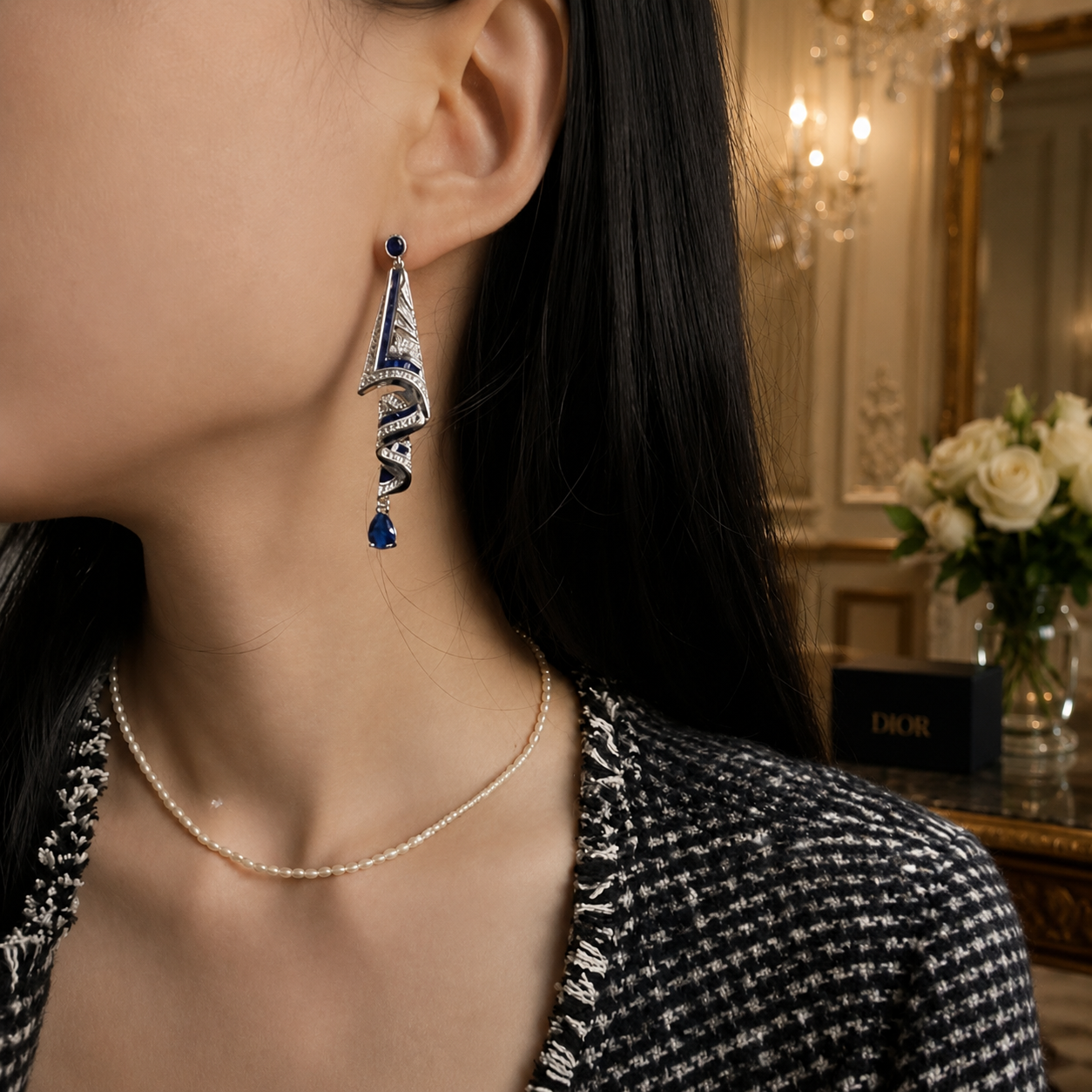 Vintage Satin Style 925 Silver Earrings