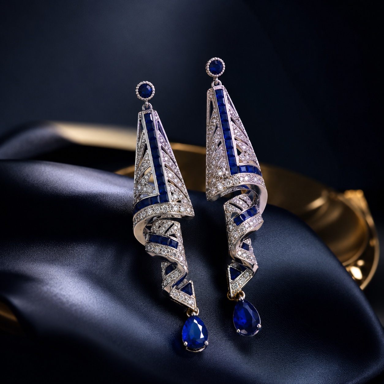 Vintage Satin Style 925 Silver Earrings