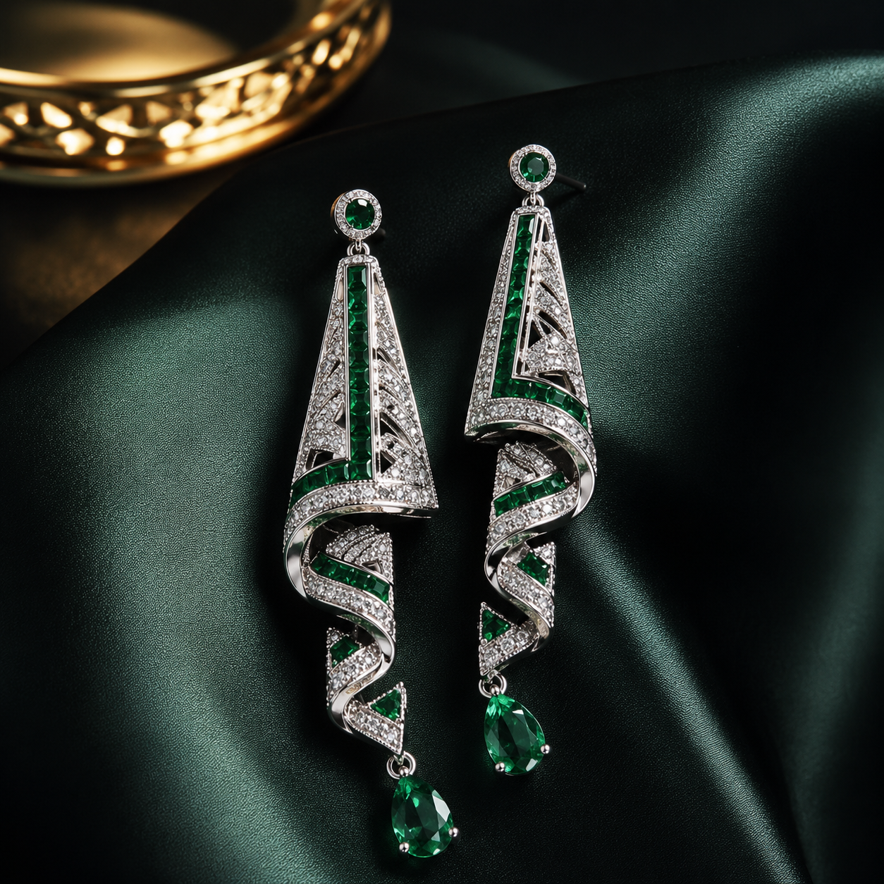 Vintage Satin Style 925 Silver Earrings