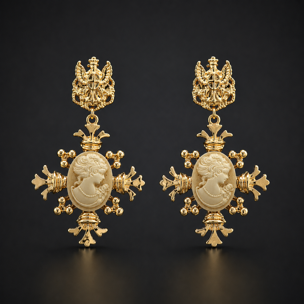 Boucles d'oreilles mode vintage de style baroque.