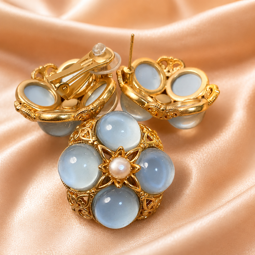 Boucles d'oreilles en laiton plaqué or 18 carats style rétro