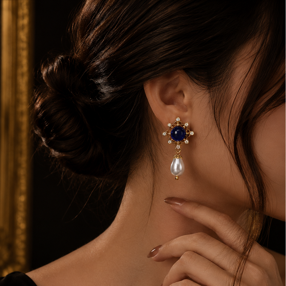 Exquisite Retro Glaze Vintage Brass Earrings