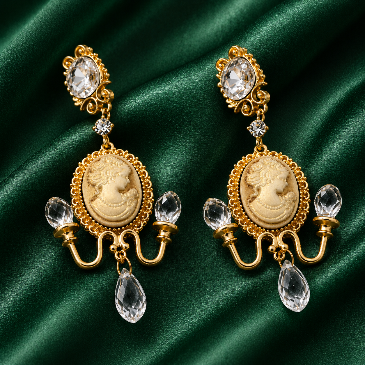 Boucles d'oreilles longues de style baroque rétro antique