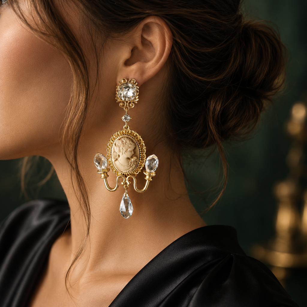 Boucles d'oreilles longues de style baroque rétro antique
