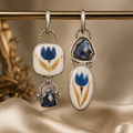 Asymmetrical Enamel Earrings
