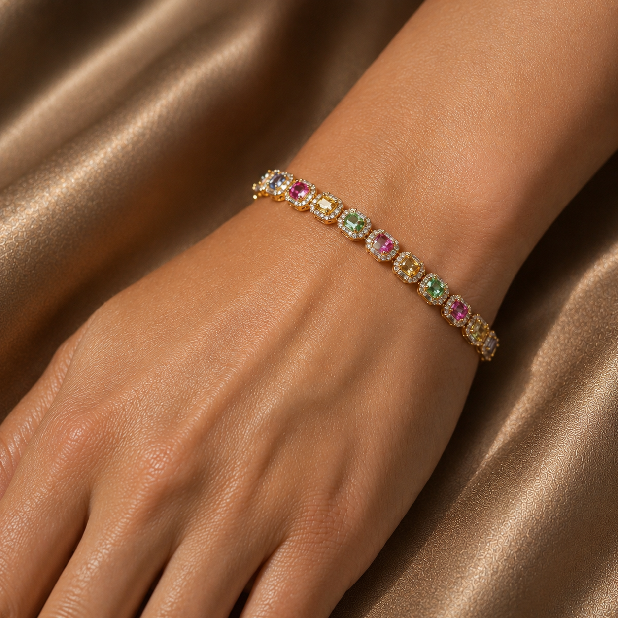 18k Rose gold Vermeil Inlaid Tourmaline Bracelet
