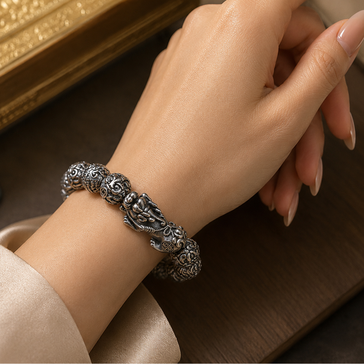 S999 Silver Vintage Elastic Bracelet