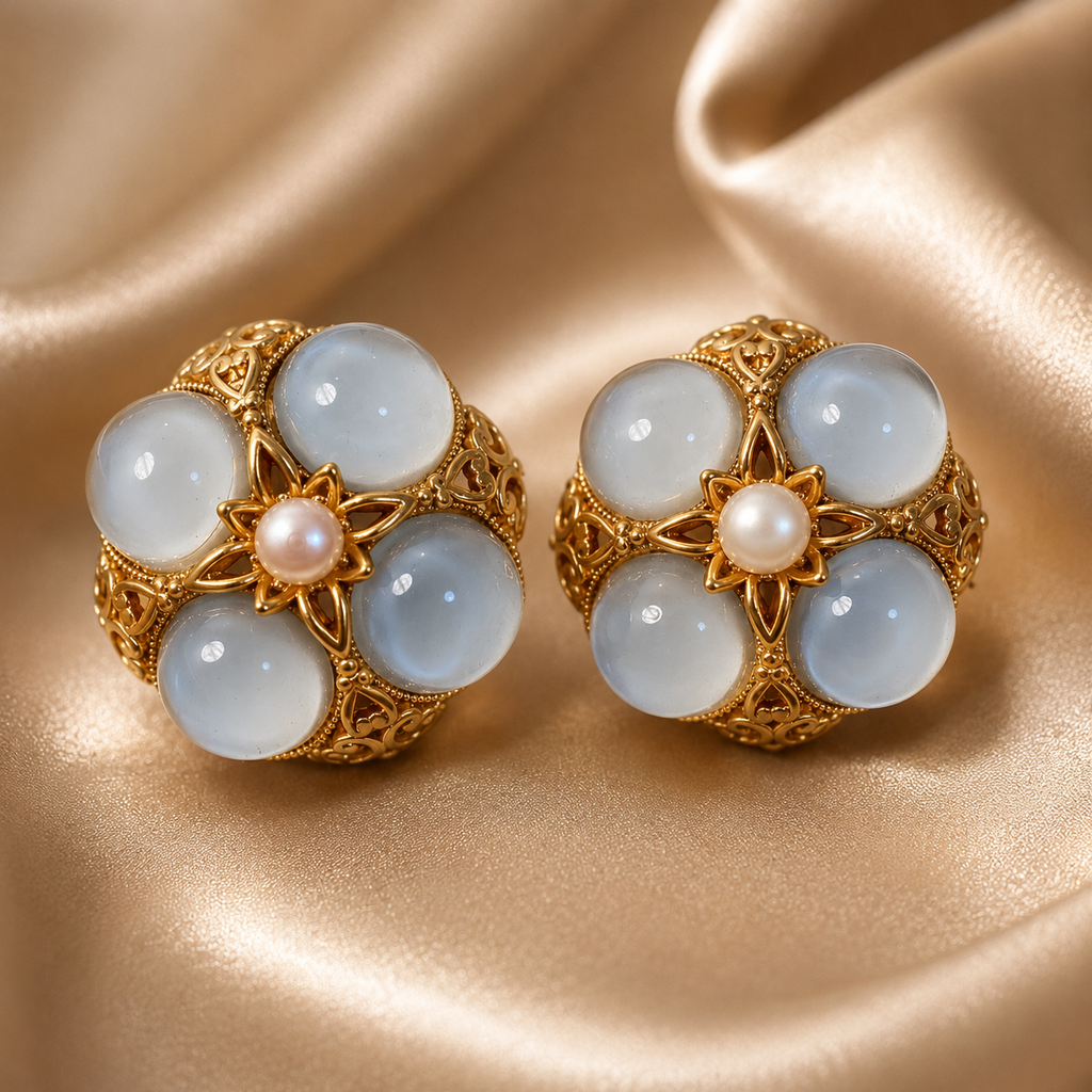 Boucles d'oreilles en laiton plaqué or 18 carats style rétro