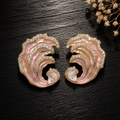 Boucles d'oreilles en émail « Vagues de la mer » plaquées or 18 carats