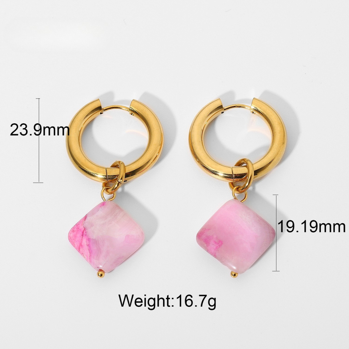 Boucles d'oreilles en acier inoxydable et pierre naturelle