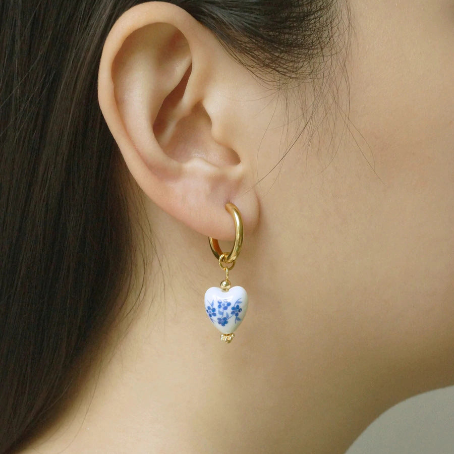 18k Gold Porcelain Earrings