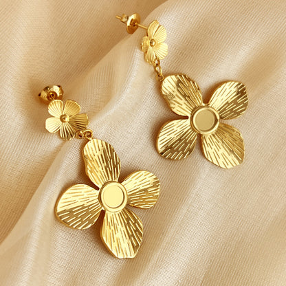 Flower Line Earrings Stainless Steel Fashion