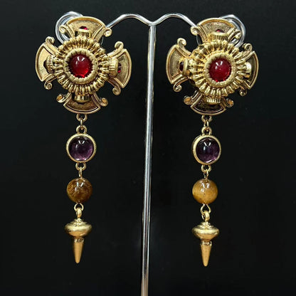 Western Retro Tigereye Long Earrings