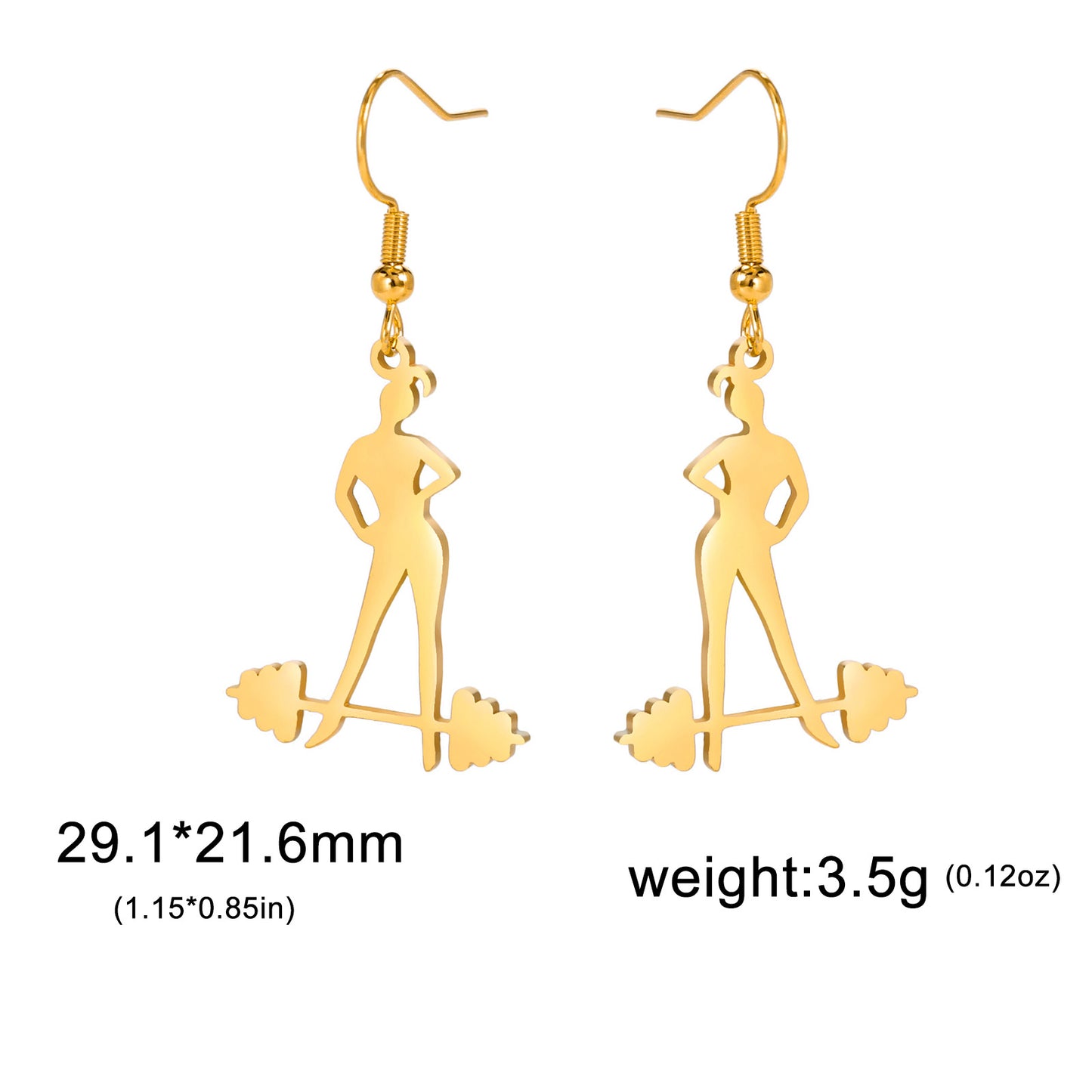 18K gold plated Non-fading Dumbbell Stainless Steel Earrings