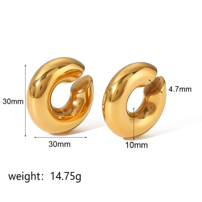 Titanium Steel Thick Cylindrical Round Tube Hollow Earrings