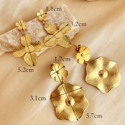 Flower Line Earrings Stainless Steel Fashion