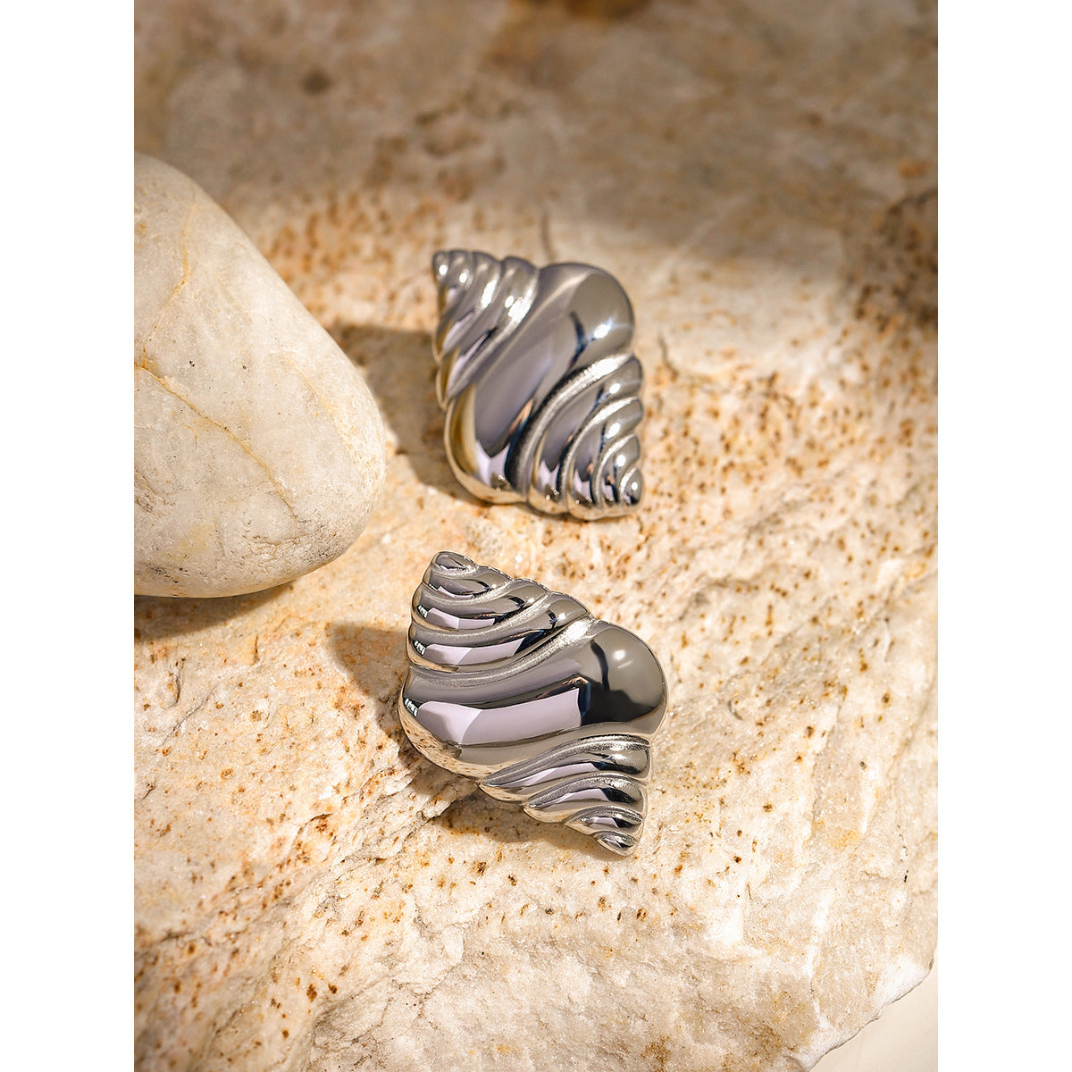 Cold Wind Steel Stainless Steel Horn Earrings