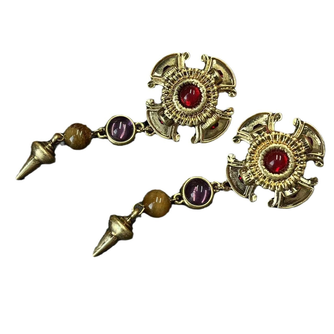 Western Retro Tigereye Long Earrings