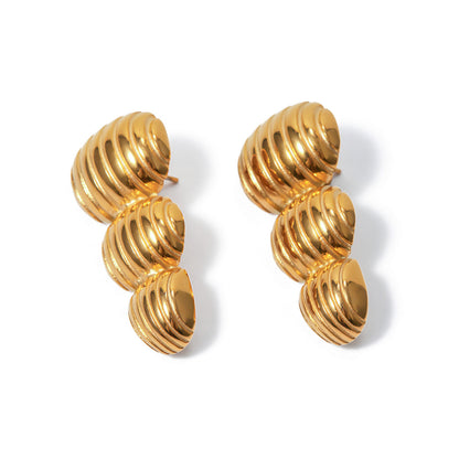 Female Stainless Steel Peanut Striped Earrings