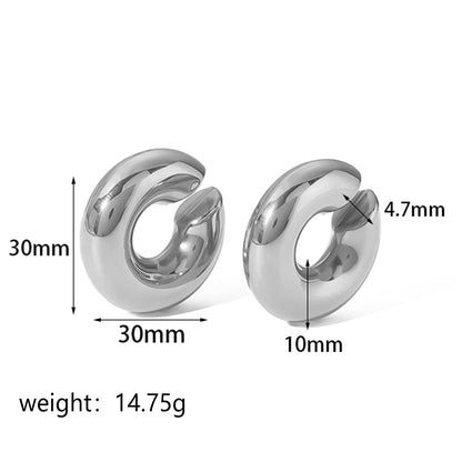 Titanium Steel Thick Cylindrical Round Tube Hollow Earrings