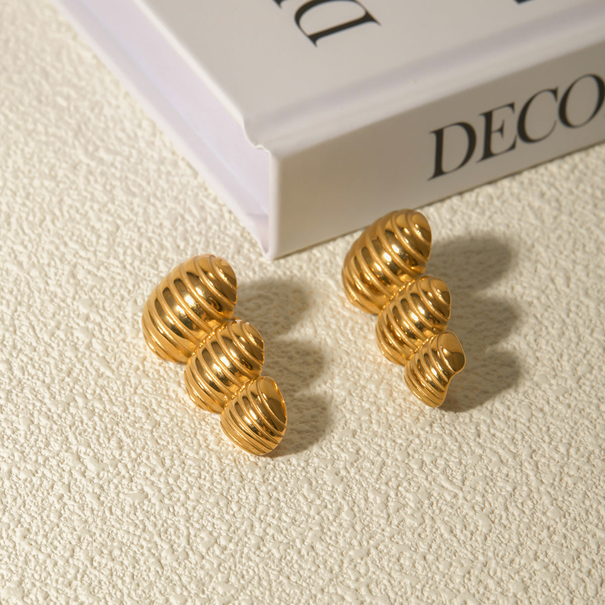 Female Stainless Steel Peanut Striped Earrings