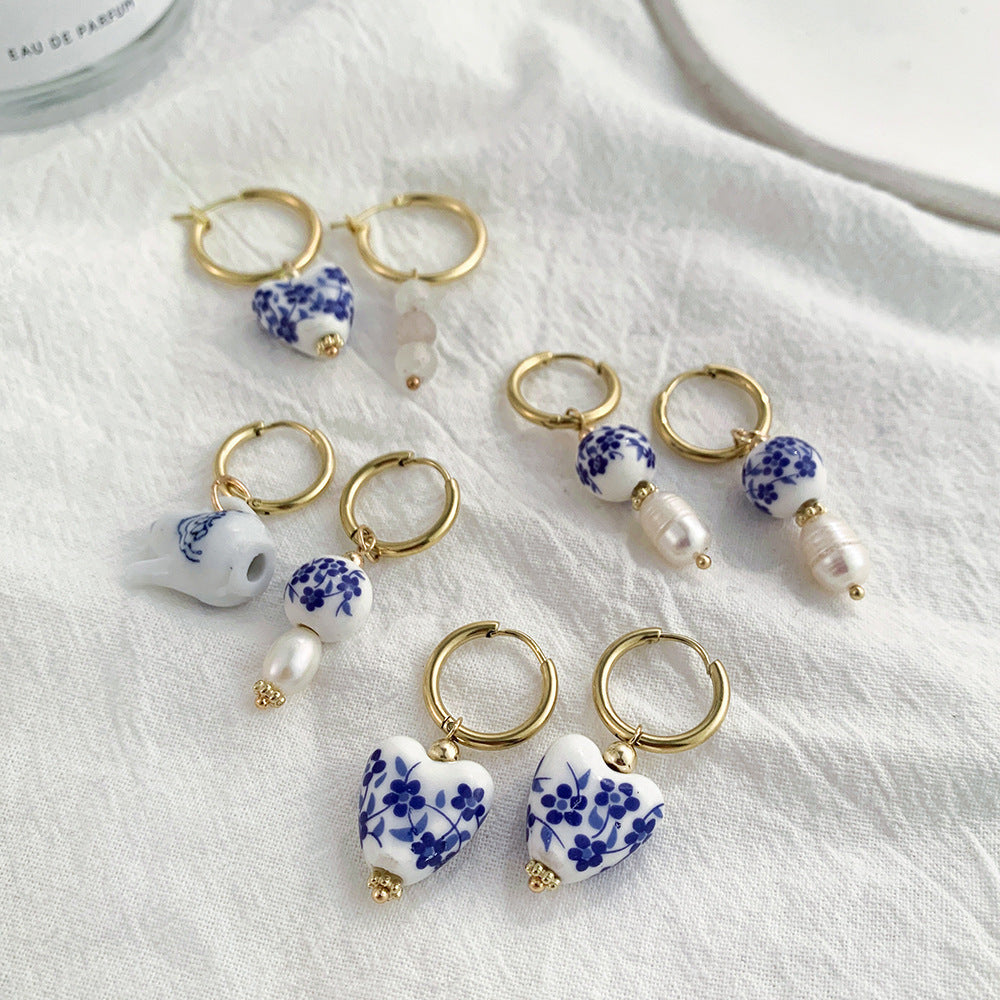 18k Gold Porcelain Earrings