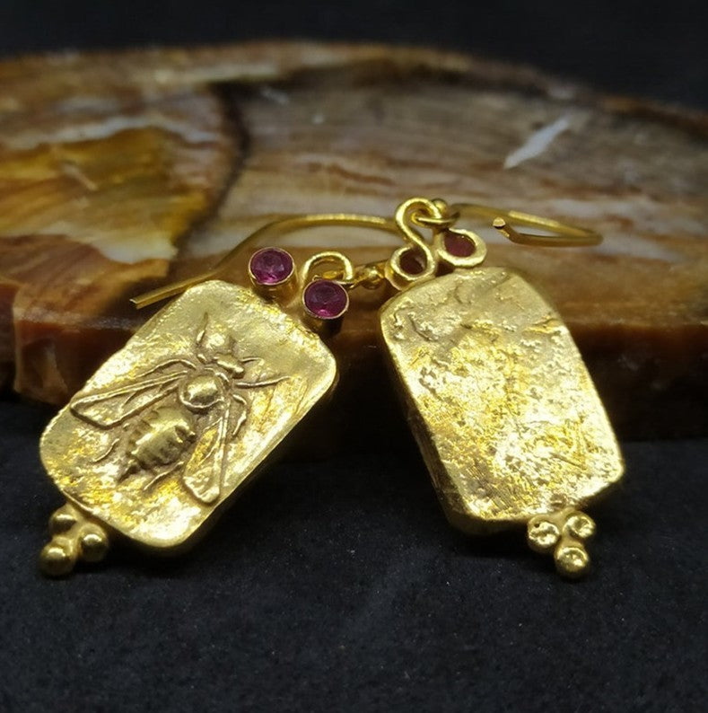 Boucles d'oreilles rétro en alliage avec motif insecte et abeille