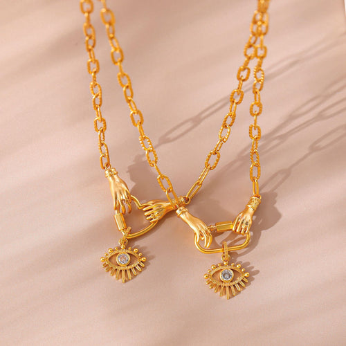 18K Gold Plated Devil's Eye Zircon Necklace