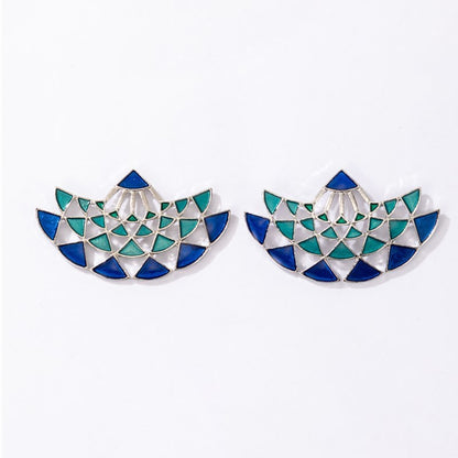 Alloy Drop Oil Blue Scallop Stud Earrings