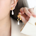 Asymmetric Oil drip Water Droplet Titanium Steel Earrings