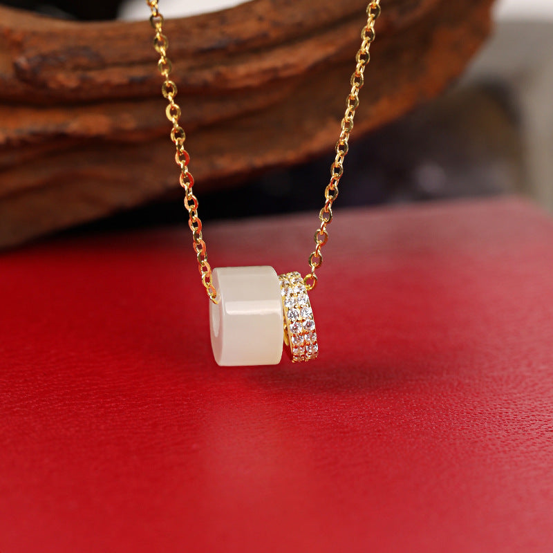 18K Gold Vermeil S925 Natural Hetian Jade Necklace