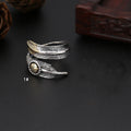 S925 Sterling Silver Ring Indian Feather