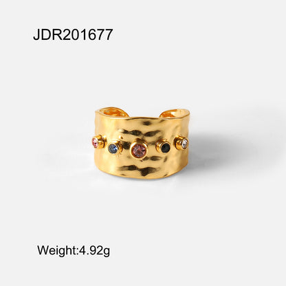 18K Gold Plated Stainless Steel Adjustable Ring
