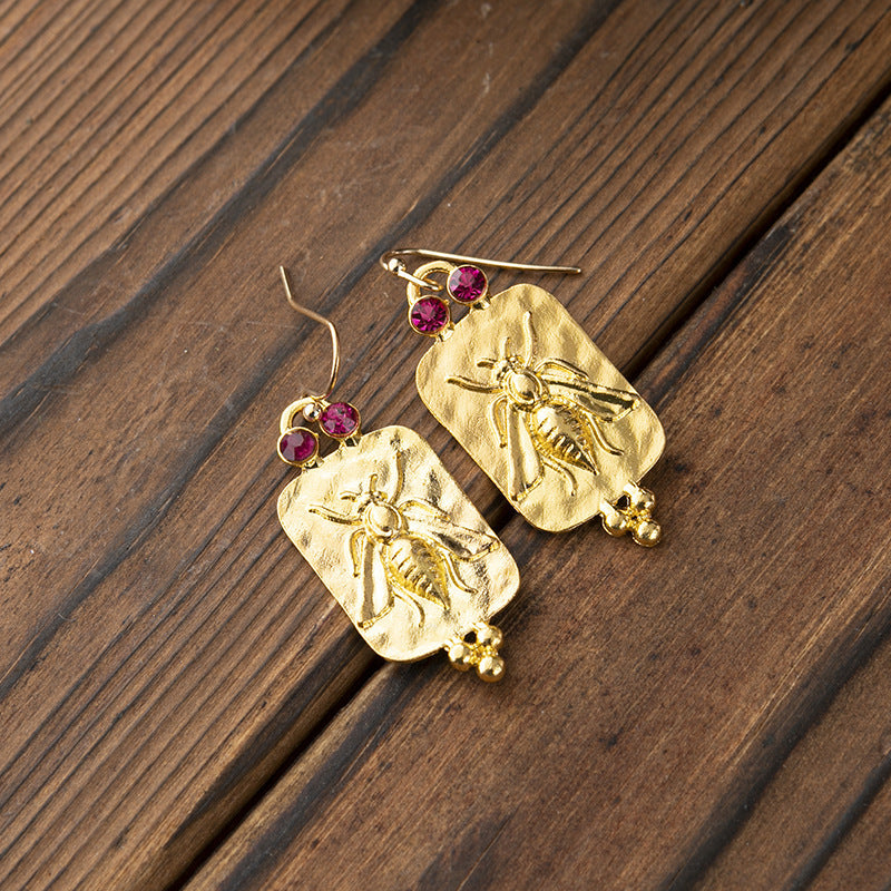 Retro Alloy Insect Bee Jewel Earrings