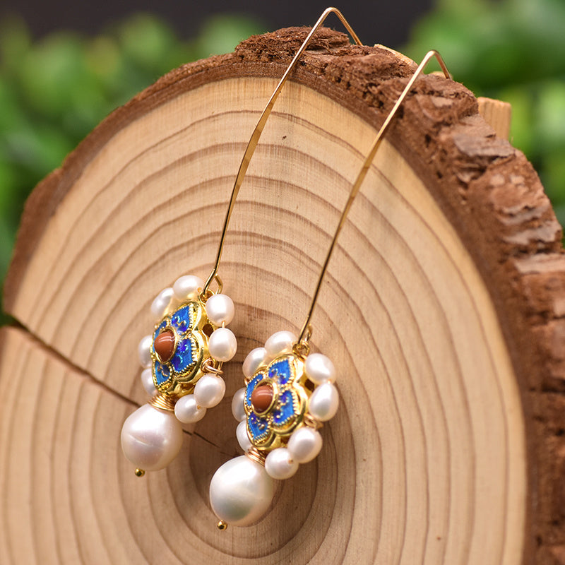 Boucles d'oreilles en perles vintage pour femmes