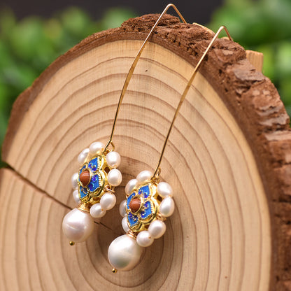 Boucles d'oreilles en perles vintage pour femmes