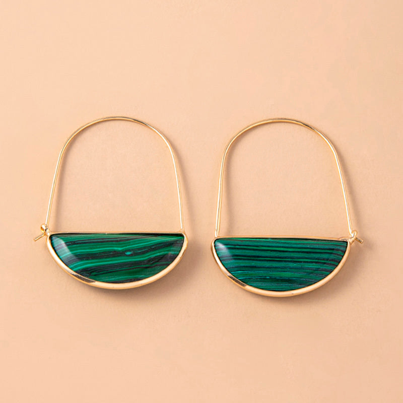 Vintage Stainless Steel Resin Stone Statement Earrings