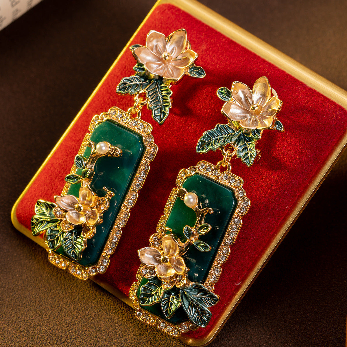 Medieval Court Style Enamel Long Earrings