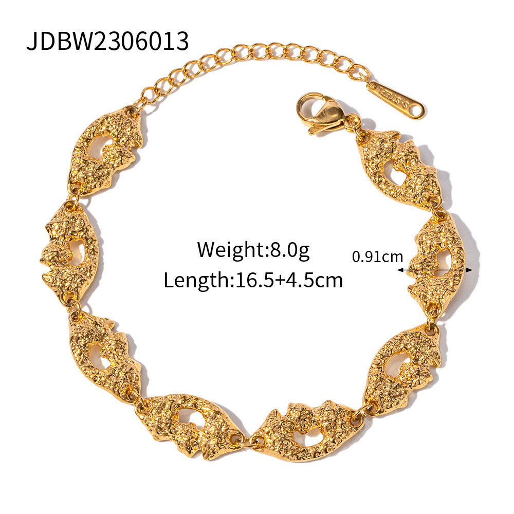 Bracelet texturé vintage en acier inoxydable