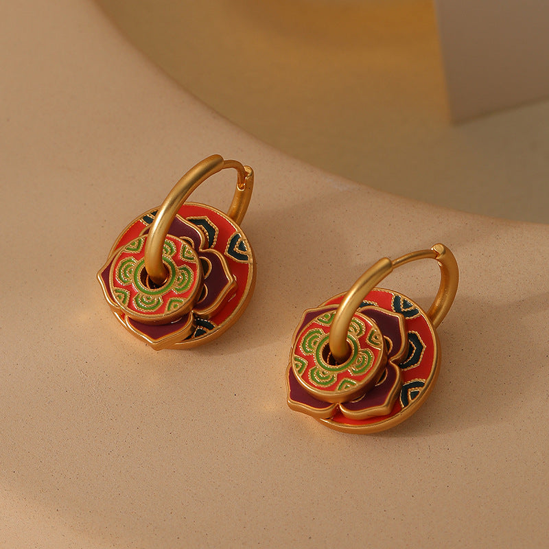 Enamel Drip Oil Small Earring with detachable charms