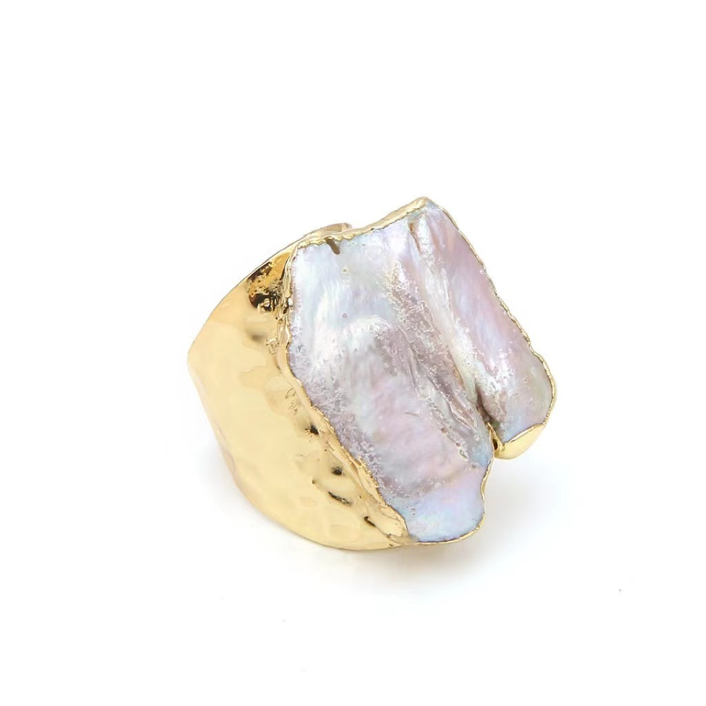 Sell Ring Irregular Pearl Ring Baroque Style Ring Gilt Edge Ring