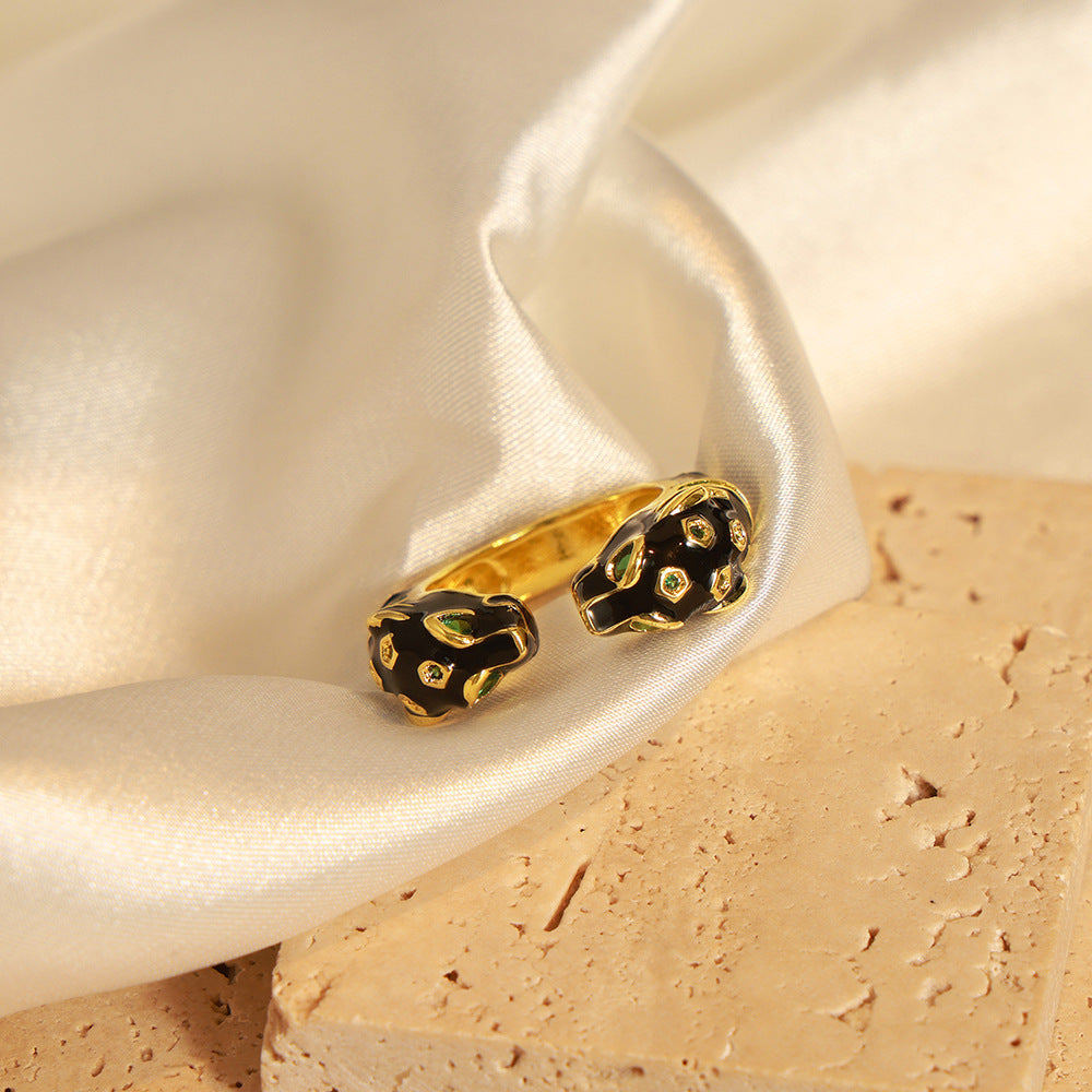 Women's Fashion Colored Glaze Cheetah Ring