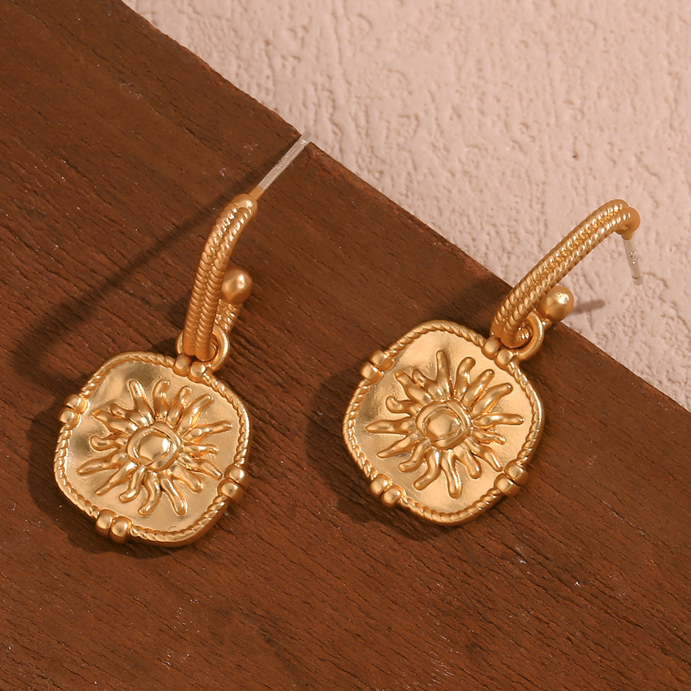 18k Gold Titanium Steel Silver Needle Earrings