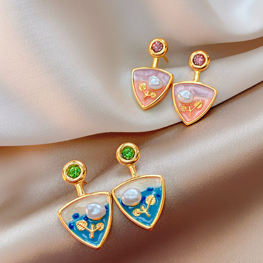 Ancient Court Oil Dripping Stud Earrings