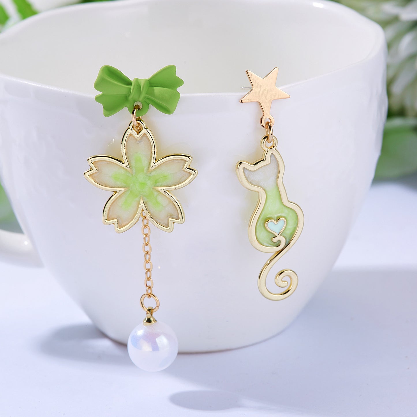 Fashion Cartoon Oil Asymmetric Earrings